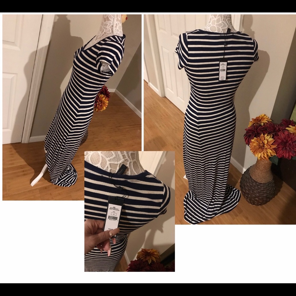 BCBG Max Azria Navy Blue & White Stripes Dress - Picture 7 of 8